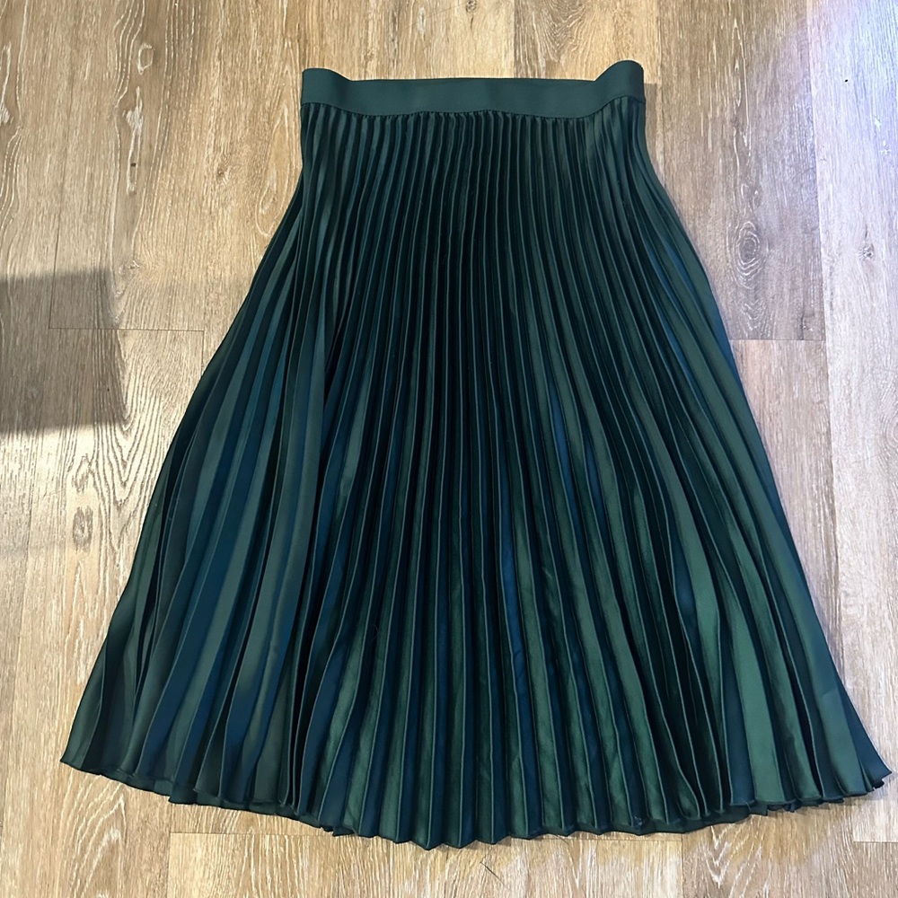 H&M Dark Green A-Line Pleated Skirt
